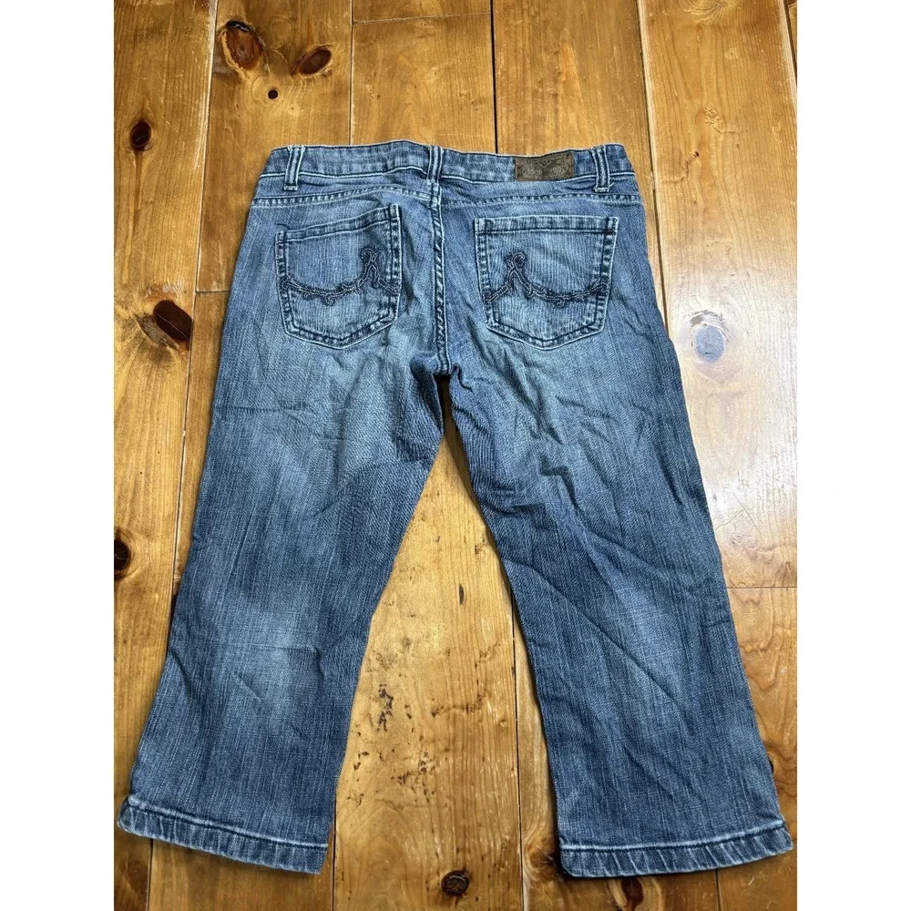 DKNY JEANS Boys Size 7 Blue Denim Cropped Jeans Capri Distressed Light Wash